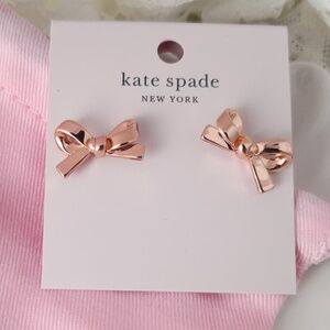 New Kate Spade Skinny Mini Bow Stud Earrings Rose Gold O0RU2908 $59